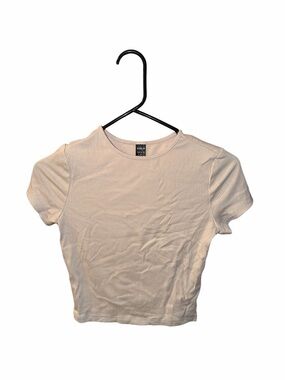 Ribbed Short Sleeve Crewneck Top - Cream